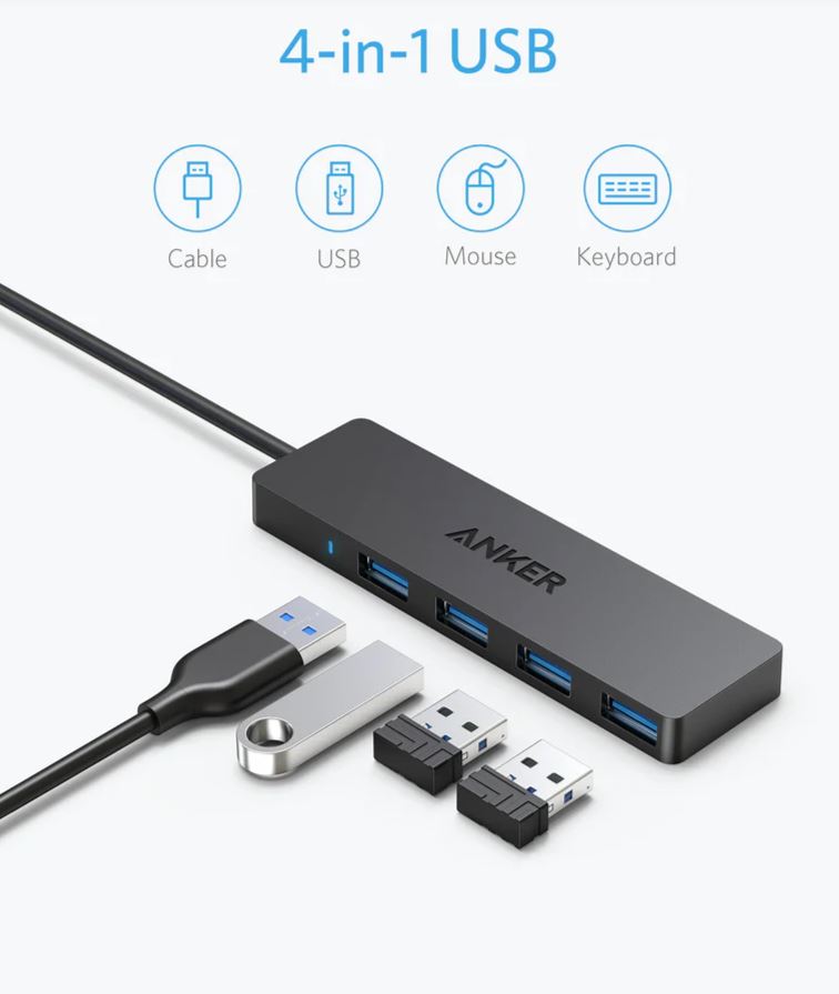 Hub USB Anker Ultra Slim 4 porturi USB 3.0 negru - imagine 6