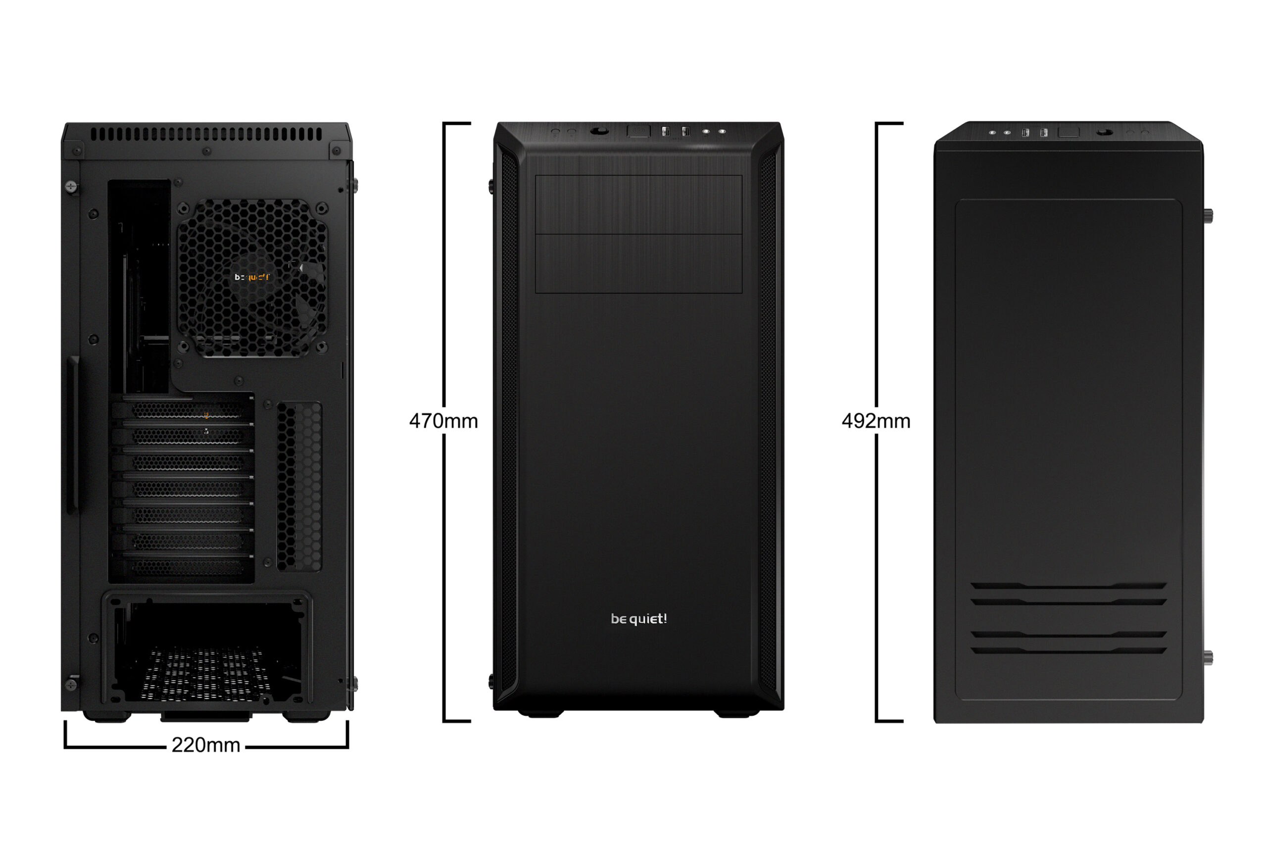 CARCASA be quiet! "PURE BASE 600", Middle Tower, ATX, fara sursa, 2xfan, USB 3.2 gen 1 x 2, audio+mic, PSU shroud, 7 sloturi expansiune, iluminare , argintiu, "BGW21" (timbru verde 0.24lei) - imagine 2