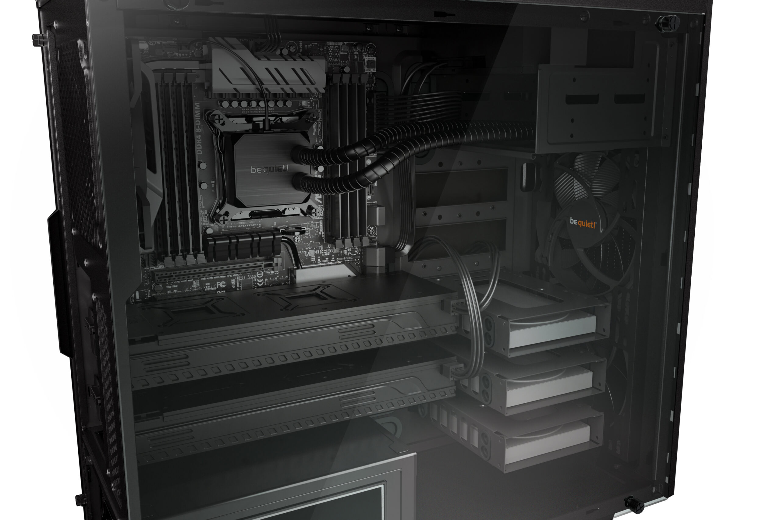 CARCASA be quiet! "PURE BASE 600", Middle Tower, ATX, fara sursa, 2xfan, USB 3.2 gen 1 x 2, audio+mic, PSU shroud, 7 sloturi expansiune, iluminare , argintiu, "BGW21" (timbru verde 0.24lei) - imagine 5