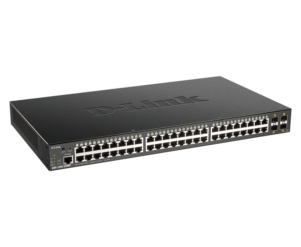 SWITCH. PoE D-Link, port Gigabit x 48, SFP SFP+ x 4, managed, carcasa metalica, "DGS-1250-52XMP" (timbru verde 2 lei) - imagine 3