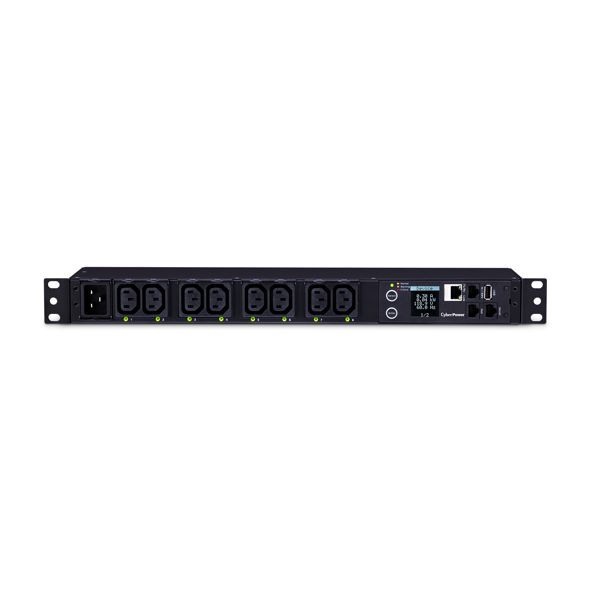 PDU CYBER POWER 1U pt. rack 19 inch, 8 prize IEC, intrare IEC, max 16 A, "PDU81005" (timbru verde 4 lei) - imagine 2