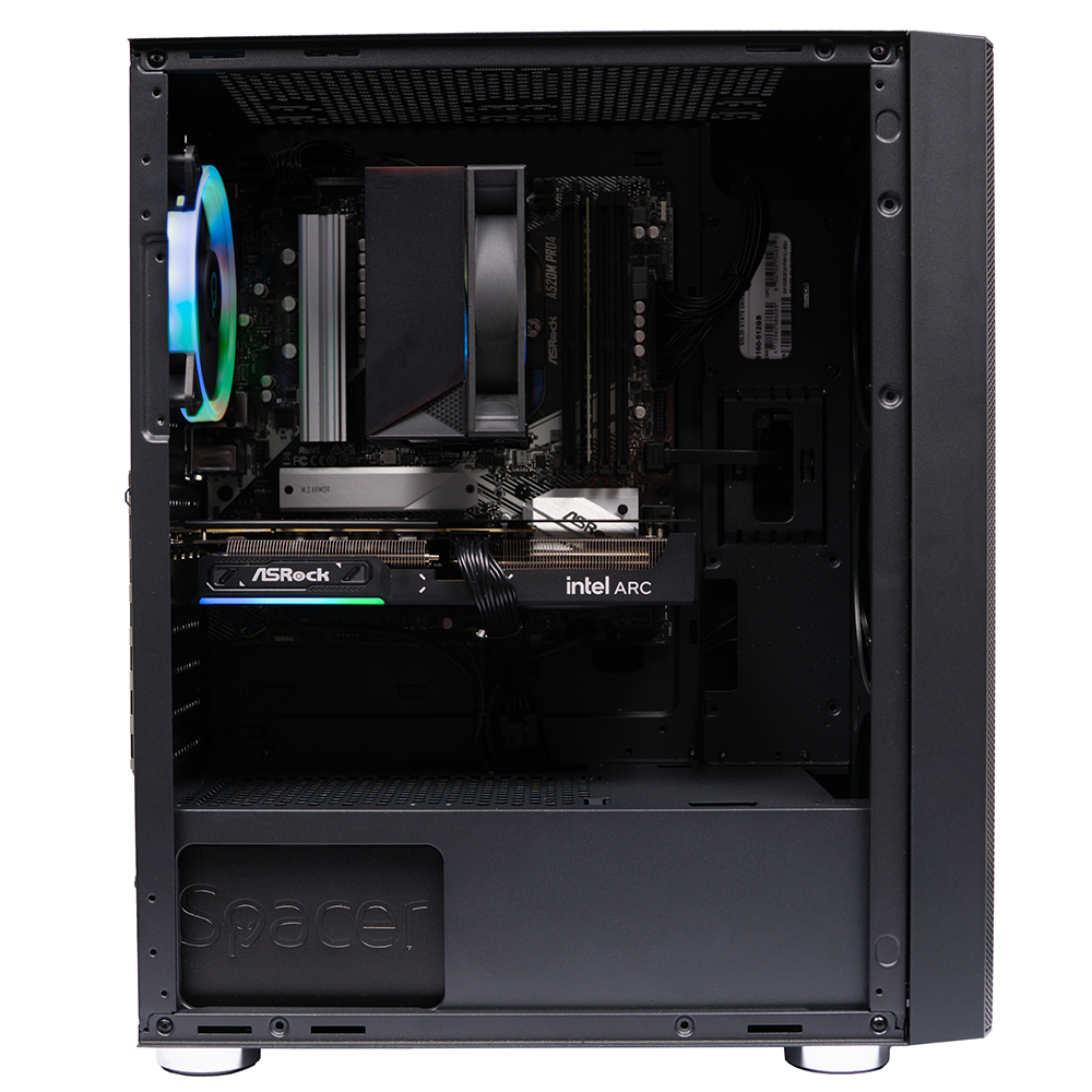 Sistem Destop PC Spacer Assault, AMD Ryzen 5 5500, 16 GB DDR4, 512 GB SSD, INTEL ARC B580 CHALLENGER 12GB OC, No Os, Negru, "SPACER-Assault-22" - imagine 4