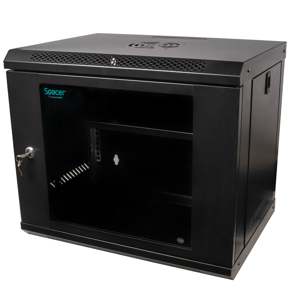 Cabinet rack Spacer 9U 500x400 negru perete SPCW-9U-400-BK-02 - imagine 5