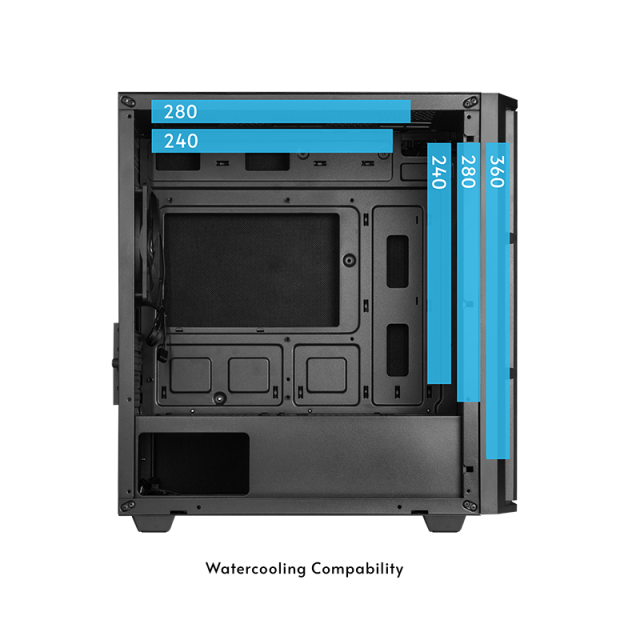 Chieftec "Pro Mini", mini tower, office, fara sursa, suporta 8xfan, USB 3.2 gen1 x 1, USB 2.0 x 1, USB Type-C, audio+mic, 4 sloturi expansiune, negru, "AZ-01B-OP" (timbru verde 0.08lei) - imagine 4
