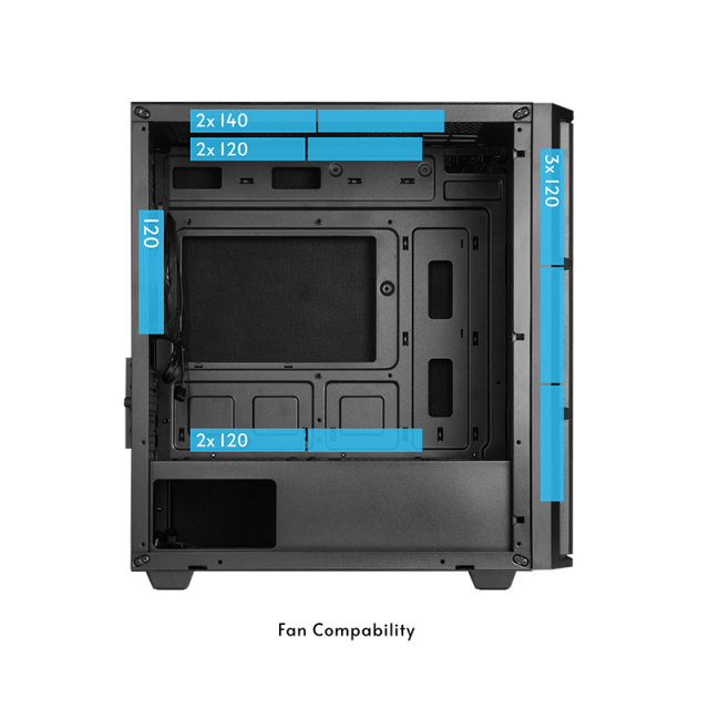 Chieftec "Pro Mini", mini tower, office, fara sursa, suporta 8xfan, USB 3.2 gen1 x 1, USB 2.0 x 1, USB Type-C, audio+mic, 4 sloturi expansiune, negru, "AZ-01B-OP" (timbru verde 0.08lei) - imagine 3