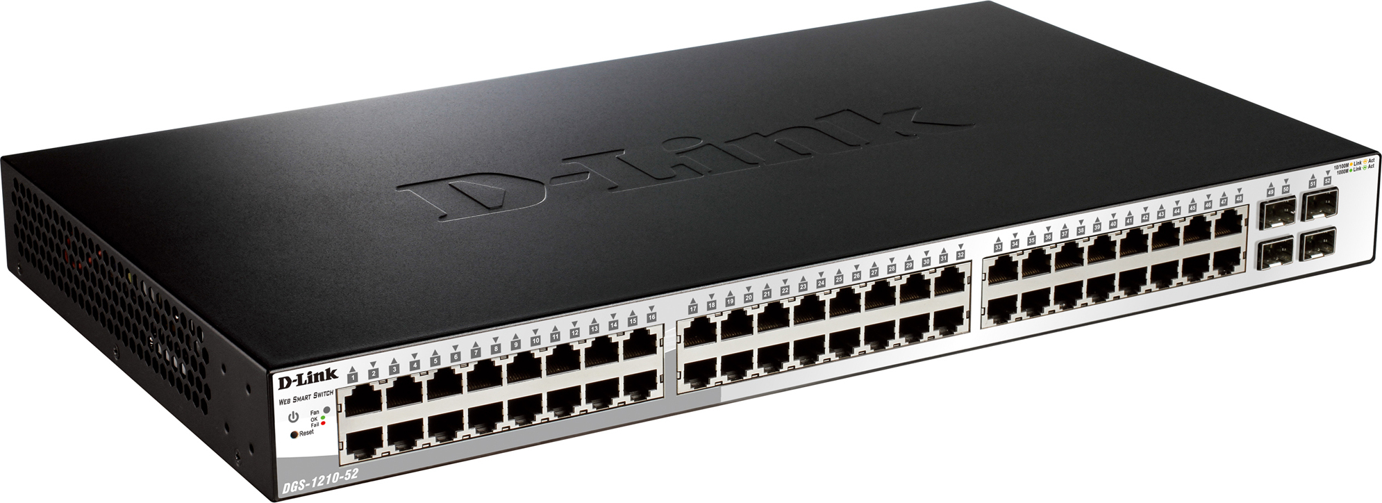 SWITCH D-LINK SMART 48 porturi Gigabit + 4 porturi Combo SFP, carcasa metalica, rackabil, "DGS-1210-52" (timbru verde 2 lei) - imagine 3