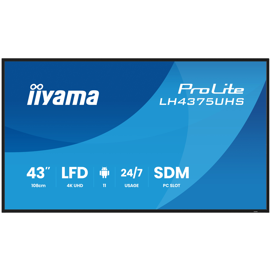 Iiyama ProLite LH4375UHS-B2AG 43" (42.5" viewable) LED-backlit LCD BUILT IN MEDIA PLAYER SDMM Slot PC 4K UHD (2160p) 3840 x 2160 BLACK