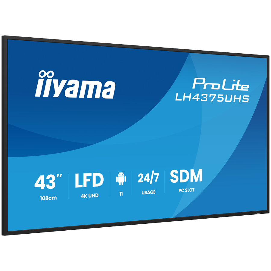 Iiyama ProLite LH4375UHS-B2AG 43" (42.5" viewable) LED-backlit LCD BUILT IN MEDIA PLAYER SDMM Slot PC 4K UHD (2160p) 3840 x 2160 BLACK - imagine 2