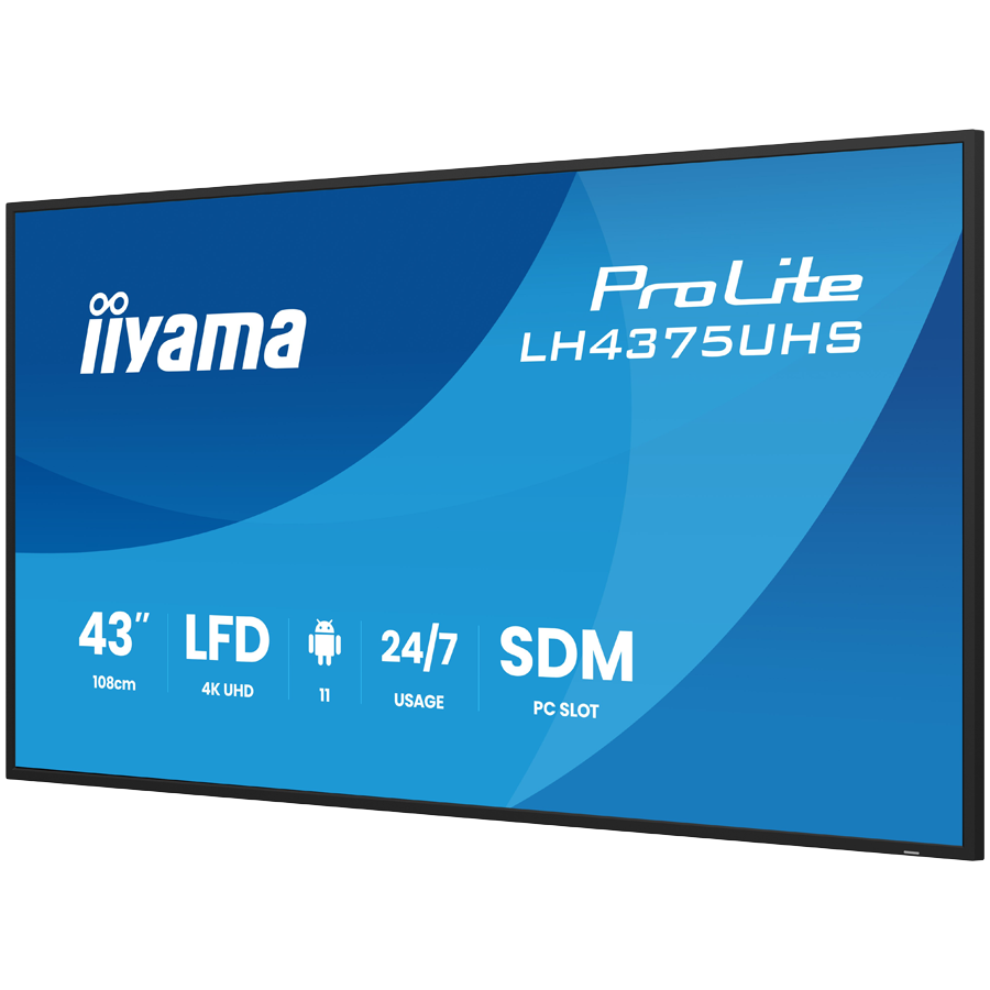 Iiyama ProLite LH4375UHS-B2AG 43" (42.5" viewable) LED-backlit LCD BUILT IN MEDIA PLAYER SDMM Slot PC 4K UHD (2160p) 3840 x 2160 BLACK - imagine 3