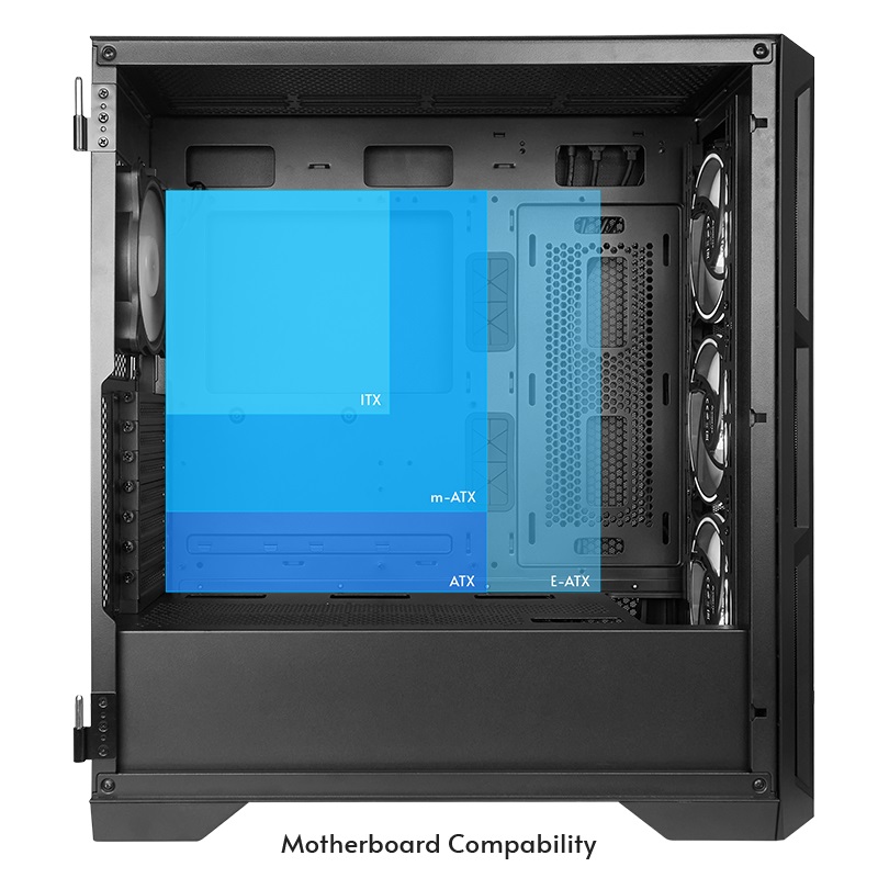 CARCASA Chieftec "APEX AIR", Tower, ATX, fara sursa, 3xfan, USB 3.2 gen 2 Type-Cx2, USB 3.2 gen 1x2, USB 2.0x1, audio,mic,PSU shroud,7 sloturi expansiune, ARGB,negru, "GA-01B-M-OP" (timbru verde 0.32lei) - imagine 5