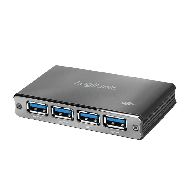 HUB extern LOGILINK, porturi USB: USB 3.0 x 4, conectare prin USB 3.0, aluminiu, gri, "UA0282" (timbru verde 0.8 lei) - imagine 2