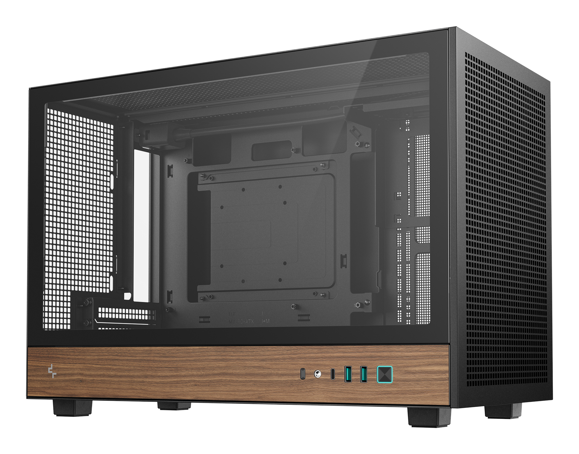 Carcasa DeepCool CH260 Wood Black Mini Tower High-Airflow Negru - imagine 3