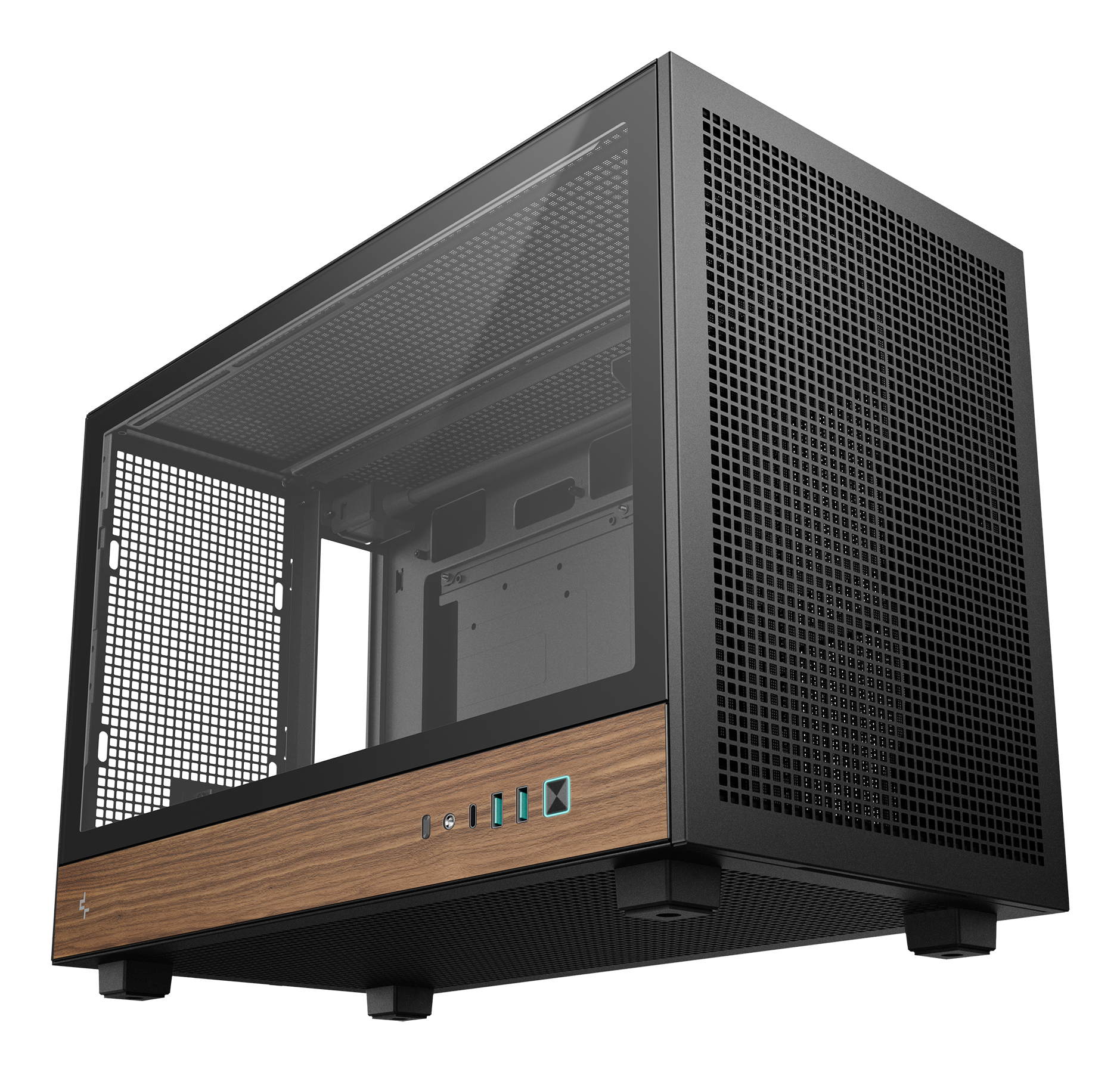 Carcasa DeepCool CH260 Wood Black Mini Tower High-Airflow Negru - imagine 2
