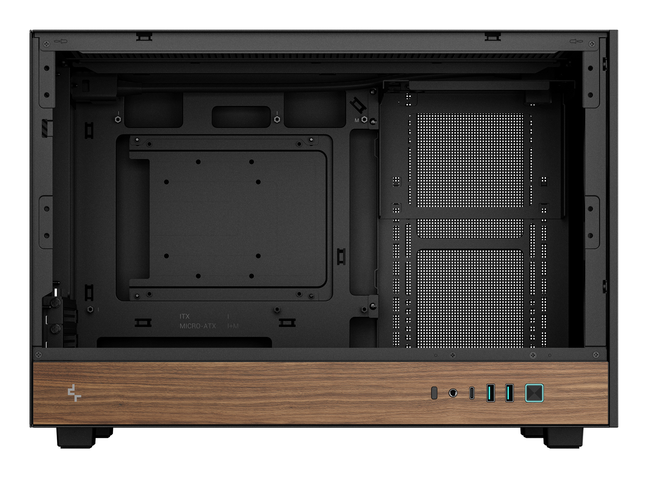 Carcasa DeepCool CH260 Wood Black Mini Tower High-Airflow Negru - imagine 5