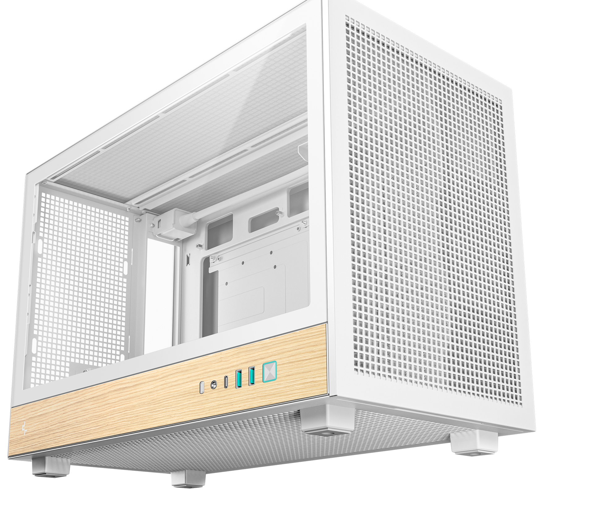 Carcasa DeepCool CH260 Wood WH Mini Tower High-Airflow Alb - imagine 2