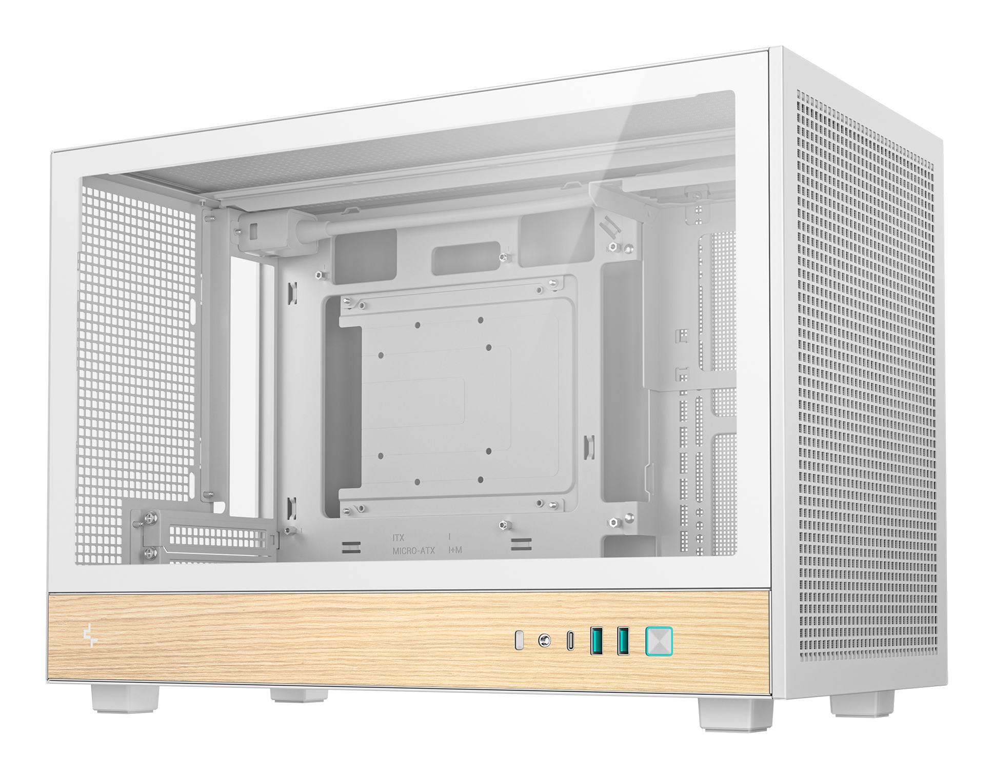 Carcasa DeepCool CH260 Wood WH Mini Tower High-Airflow Alb - imagine 3