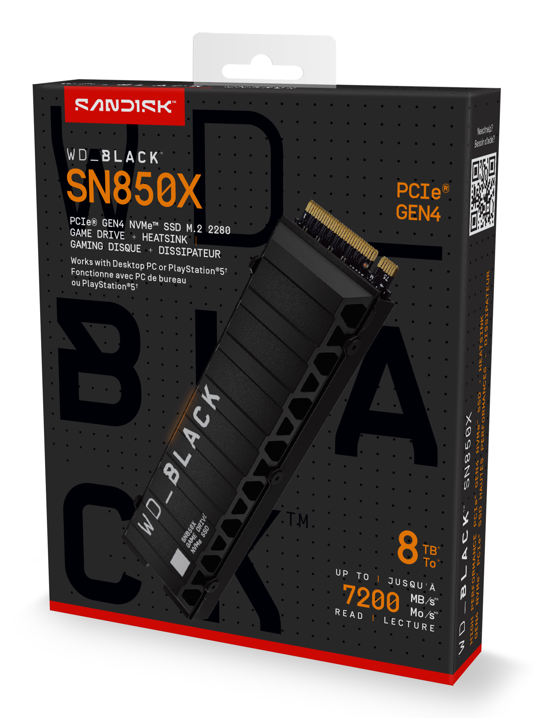 SSD WD Black SN850X HeatSink 8TB M.2 2280 PCIe Gen4 x4 NVMe, Read/Write: 7200/6600 MBps, IOPS 1200K/1200K, TBW: 4800 "WDS800T2XHE-00CDD0" - imagine 3